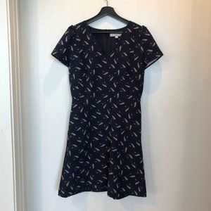 Leafed V-Neck Flare Dress